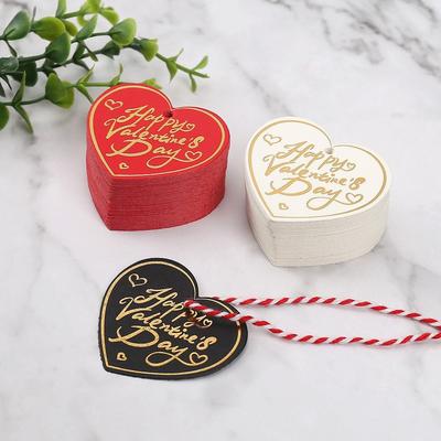 100pcs Heart Shaped Cards Valentine's Day Tags Hanging Decoration DIY Crafts Gift Labels White Red Paper Hand Gift Hanging Tag
