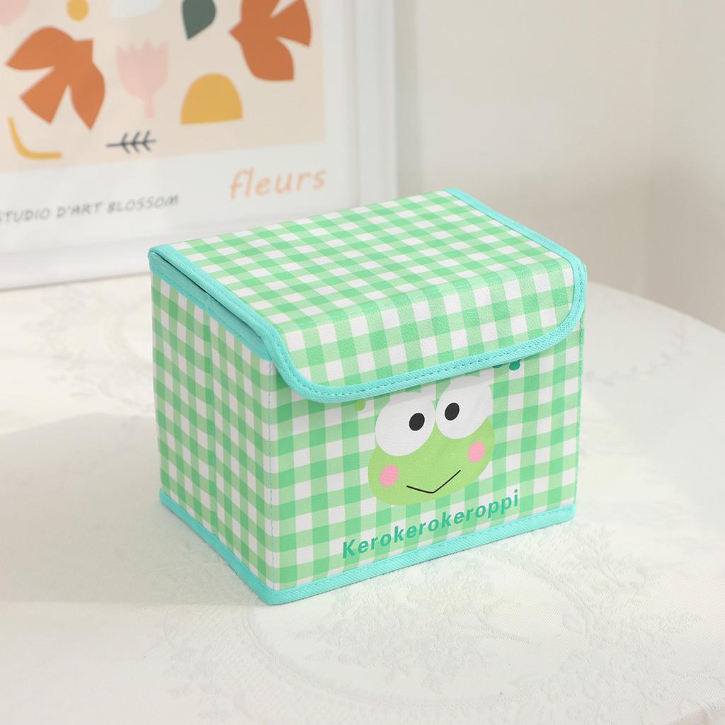 Hello Kitty Kuromi Cinnamoroll Melody Grid Pattern Foldable Flip Storage Box For Office And Bedroom Storage