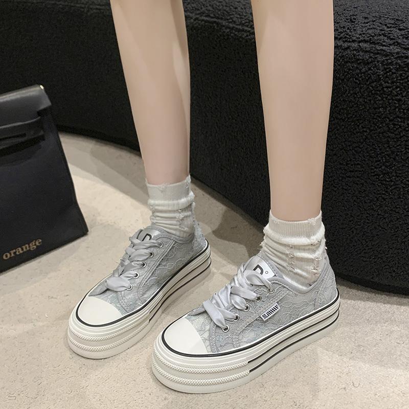 Thick Bottom Mesh Shoes Women Fashion Bling Platform Vulcanized Sneakers Designer Summer Casual Sports Canvas Trainers Footwear