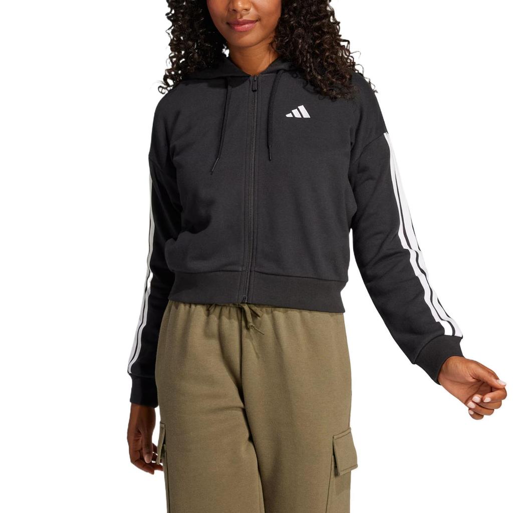 Adidas ESSENTIALS W 3S FT FZ HD Jacket Women's Black JE0052
