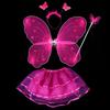 4Pcs Fairy Princess Children Costume Sets Butterfly Wings Wand Headband Tutu Skirt