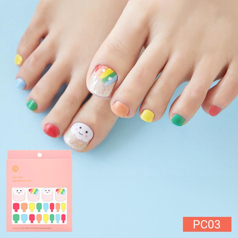 Tropical Escape Pediküre Nagelsticker - 37 selbstklebende Spitzen, tropische Frucht- und Meeresmotive, schnelle 5-Minuten-Pediküre