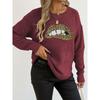 A Leopard Print Embroidered Sequined Lip Personalized Round-neck Pullover Sweater for Women