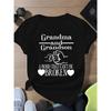 Grandma And Grandson Print Crew Neck T-shirt Short Sleeve Casual Top For Summer & Spring Women's Clothing