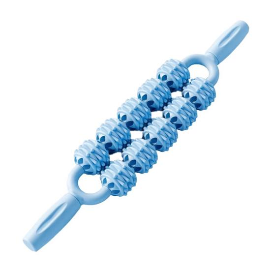 Double Row Massage Stick with Roller Muscle Sore Pain Relief Deep Tissue Relaxation Physical Therapy Leg Arm Belly Back Full Body Roller Massager