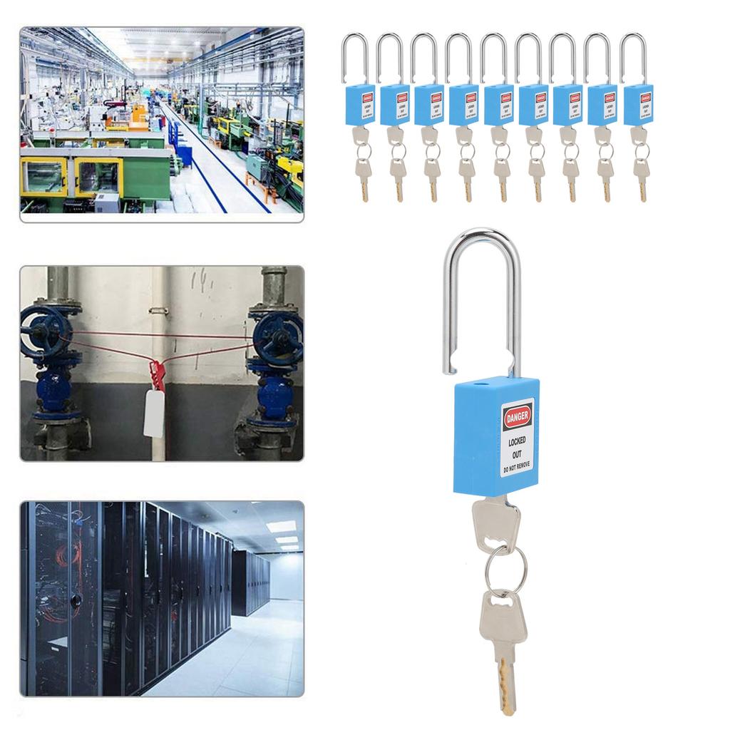 10 Sets 1.5in   Padlocks Steel Beam Insulated Anti Corrosion Lock for Industry Machine Manufacturing(Blue )