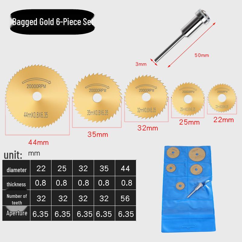 High-Speed Steel Circular Saw Blade Set for Wood, Plastic & Metal - Miniature Size for Hand Drills & Electric Grinders