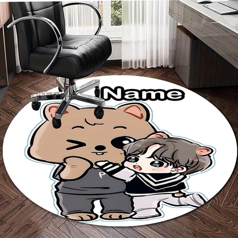 Personalized K-Kpop Team Round Chair Office Rug - Perfect for Mat, Office Chair & More - Ideal Gift for Birthdays and Holidays