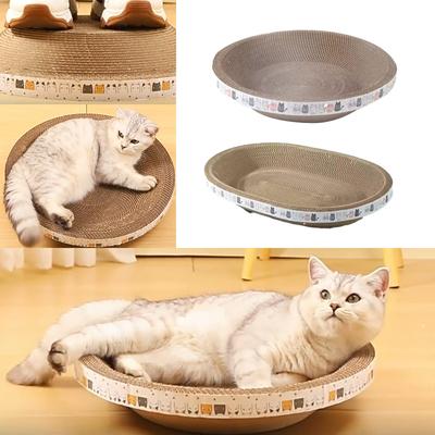 Corrugated Cat Scratcher Cat Scrapers Round Oval Grinding Claw Toys for Cats Wear-Resistant Cat Bed Nest Cat Accessories Cat Tre