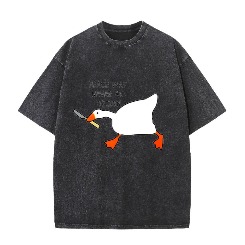 Heren Untitled Goose Game Grafisch T-shirt Peace Was Never An Option Bedrukt Korte Mouw Tee Tops voor Unisex
