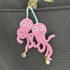 1pcCute Octopus Car Hanging Decoration Handwoven2Pink Octopus Diamond Pearl Pendant Bag Charm Car Rearview Mirror Hanging Decora