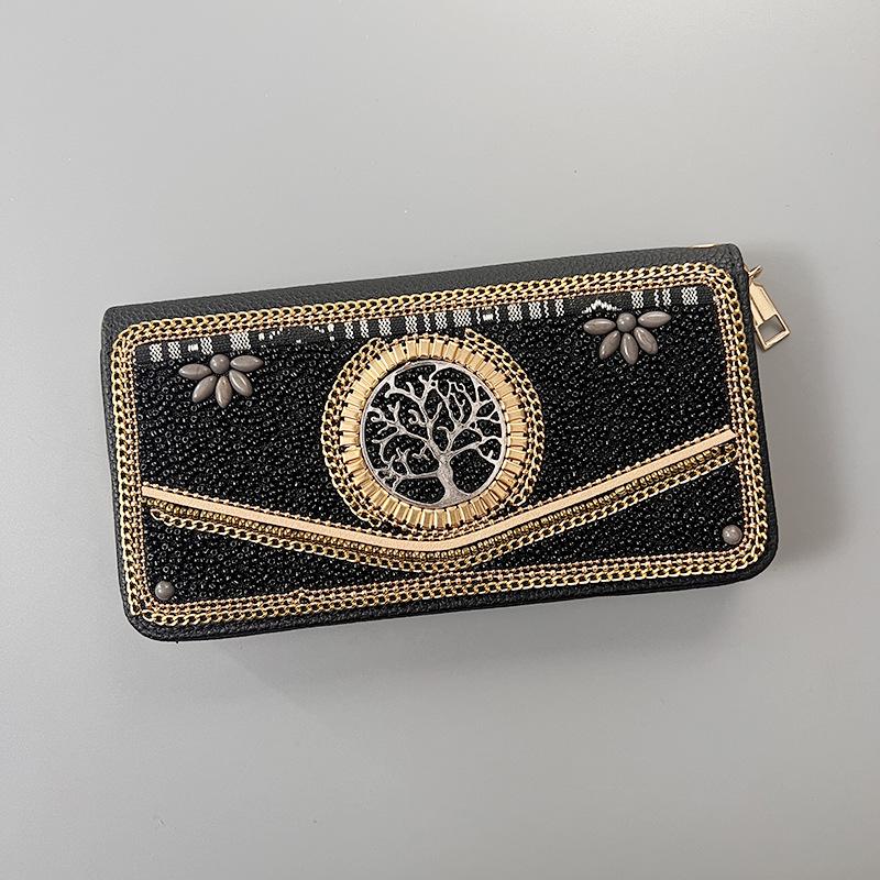 Ręcznie robiona etniczna retro kopertówka: Koraliki Ryżowe Kosmetyczka Wieczorowa na Zamek Błyskawiczny i do Przechowywania