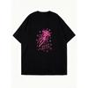 Oversized T Shirt Dress Black Pink Squid Deep Blue Print Casual Streetwear Style