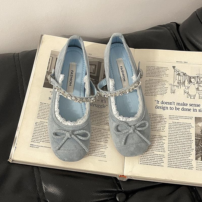 Korean Version of the Design Sense Bow Flat Bottom Shallow Mouth Mary Jane Shoes Women's 2025 Summer New Versatile Exquisite Small Leather Shoes