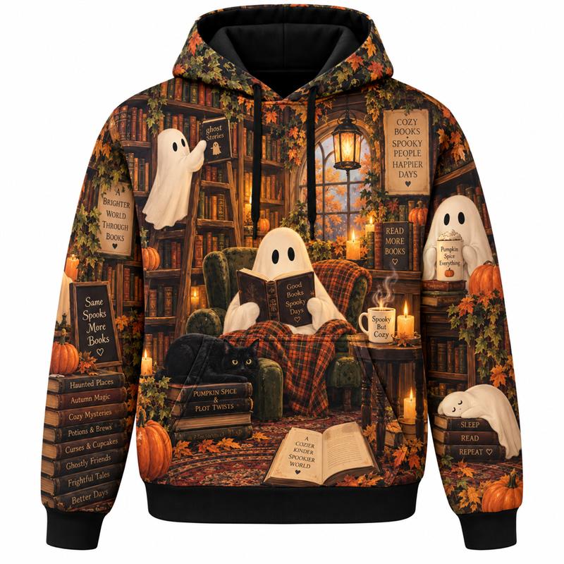 Unisex Halloween Women's Hoodie Gothic Fantasy Graphic Sweatshirt Spooky Night Pumpkin Ghost Haunted Castle Magic Forest Vintage Streetwear