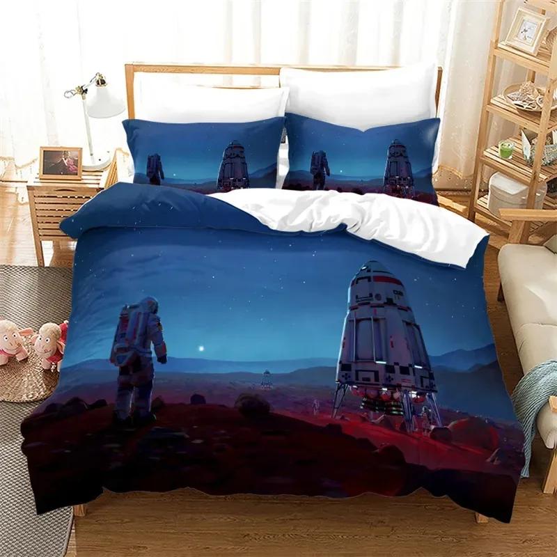 Astronaut Duvet Cover Set Galaxy Outer Space Bedding Set 3D Boys Cosmonaut Spaceman Comforter Cover Universe Planet Quilt Cover