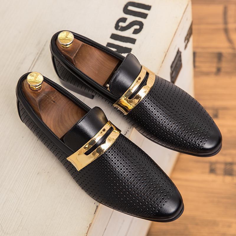 Herrenschuhe große Größe Herren neue Low-Top Britisch hohl atmungsaktiv Business Casual Mode Jugend Fuß Lederschuhe