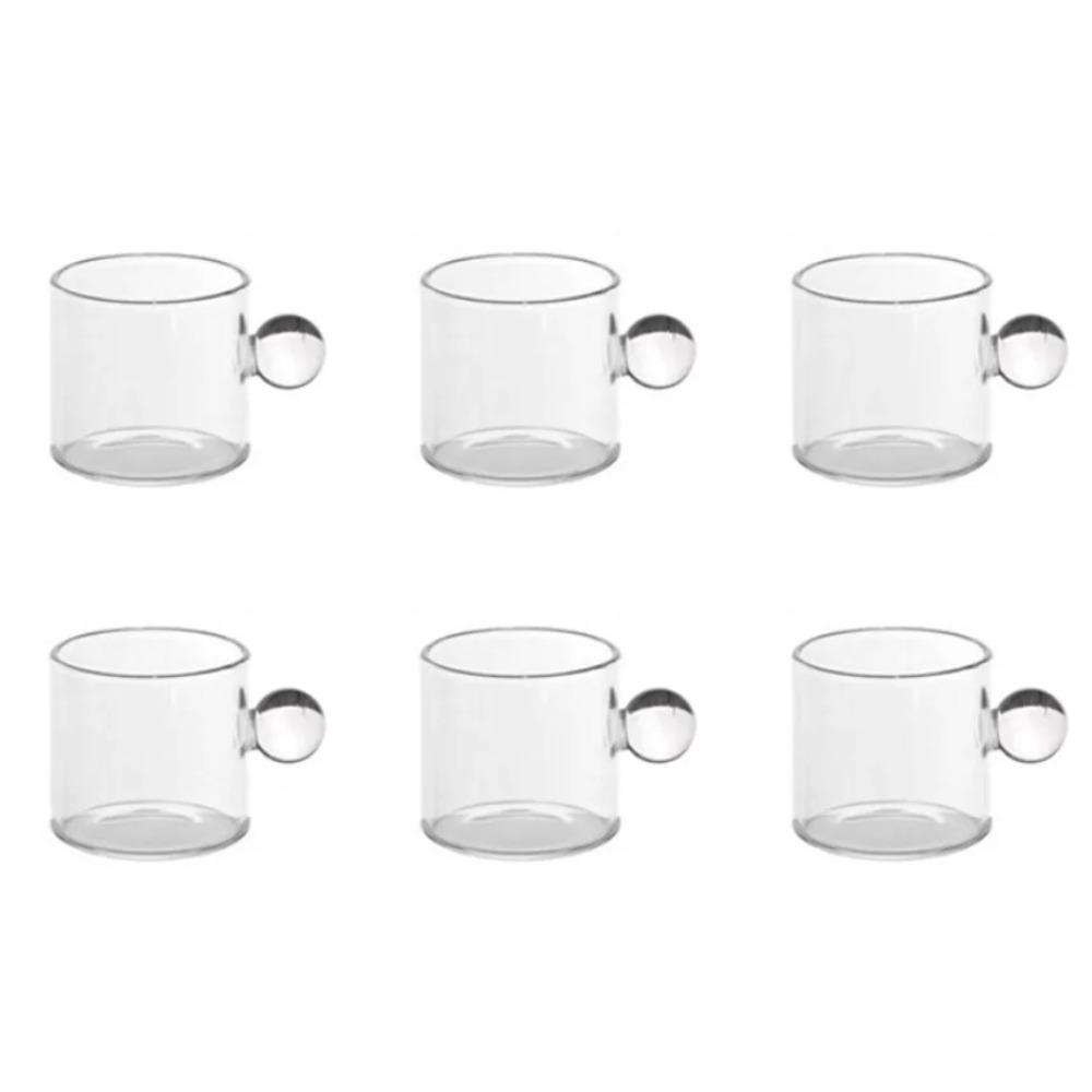 

Набор из 6 кофейных чашек в скандинавском стиле, маленькие чайные чашки, чашки для эспрессо, термостойкие стеклянные чайные чашки, ведерко, декор стола, вместимость 110 мл 110ml