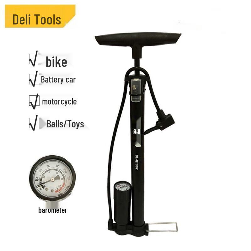 Deli Dual Pressure Air Pump with Gauge