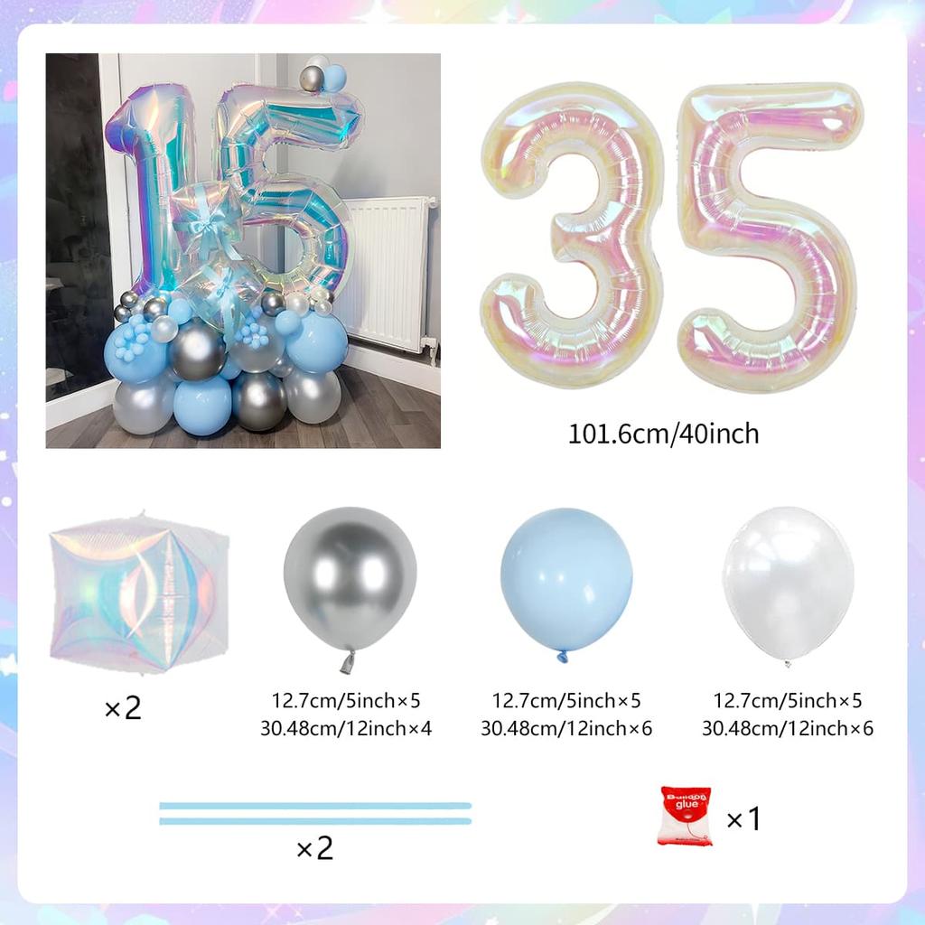 Colorful Rainbow Balloon Set Digital Transparent Colorful Aluminum Film Balloon Commemorative Day Birthday Party Decoration