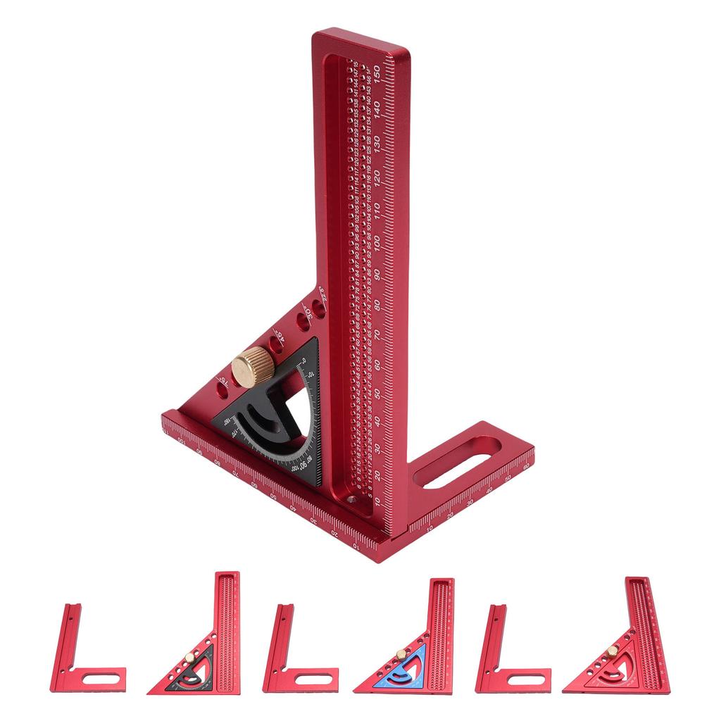 Multi Angle Measuring Ruler 0-180° Adjustable Aluminum Alloy Anodized Finish Measuring Miter Triangle Ruler for Woodworking