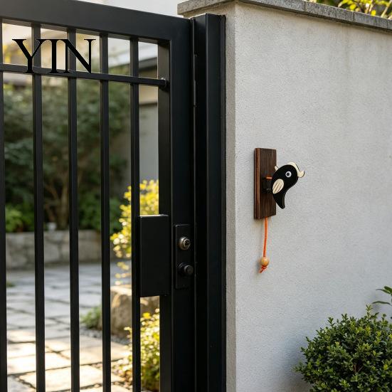 Rustic Entryway Decoration Wooden Woodpecker Door Knocker, Knocker with Pull Rope, Unique Housewarming Gifts Handmade Cute Doorbell for Shop