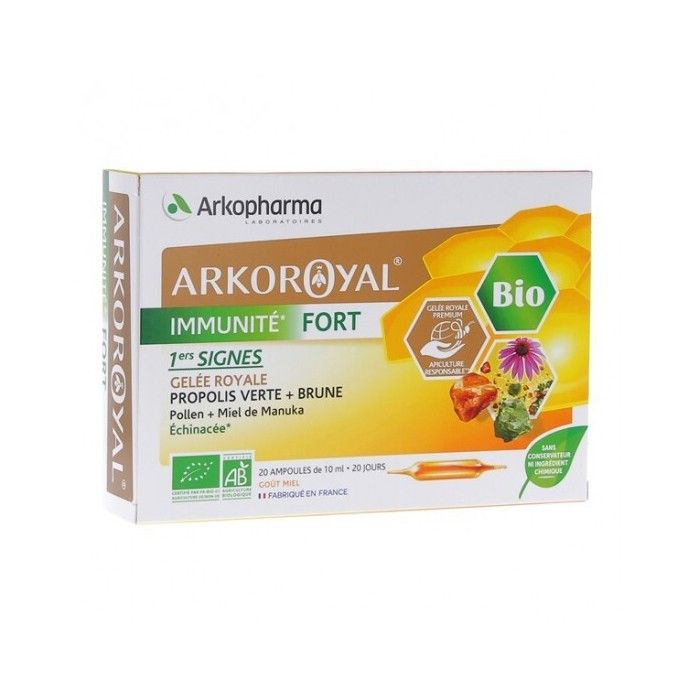 Arkopharma Verte Arkoroyal Immunité Fort Bio Gelée Royale, Propolis 20 Ampoules - Image 3