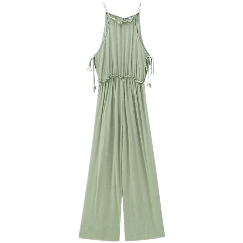 Fashion Style 2024 Autumn New Women's Creasing Effect Plaid Sleeveless Pants Jumpsuit 9878165