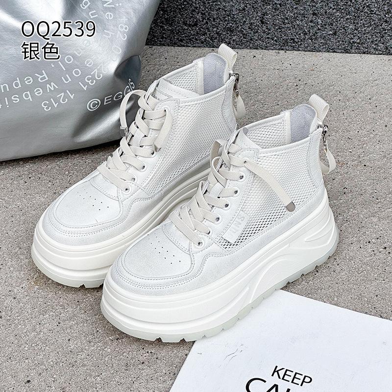 Thick-soled Muffin High-top Shoes New Mesh Breathable Casual Comfortable Small Board Shoes In Summer