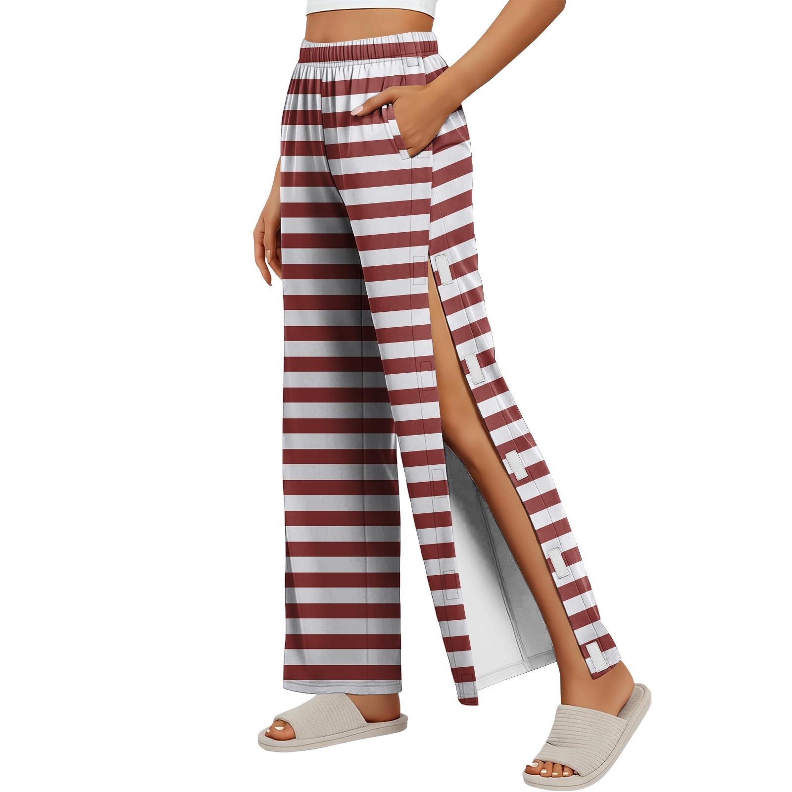 

Women Post Surgery Recovery Pants with Side Stripes Adjustable Hook and Loop Closure Elastic Waistband Comfortable Fit Medical Rehabilitation Trousers XL винный
