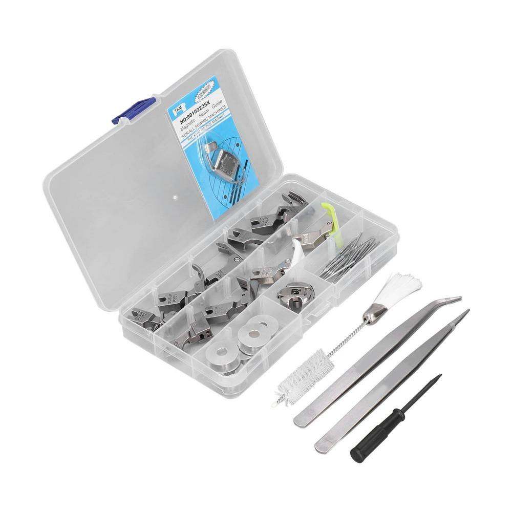 

Stainless Steel Presser Foot Set Plastic Storage Box Multiple Pieces Sewing Machine Presser Foot Presser Feet Kit Embroidery