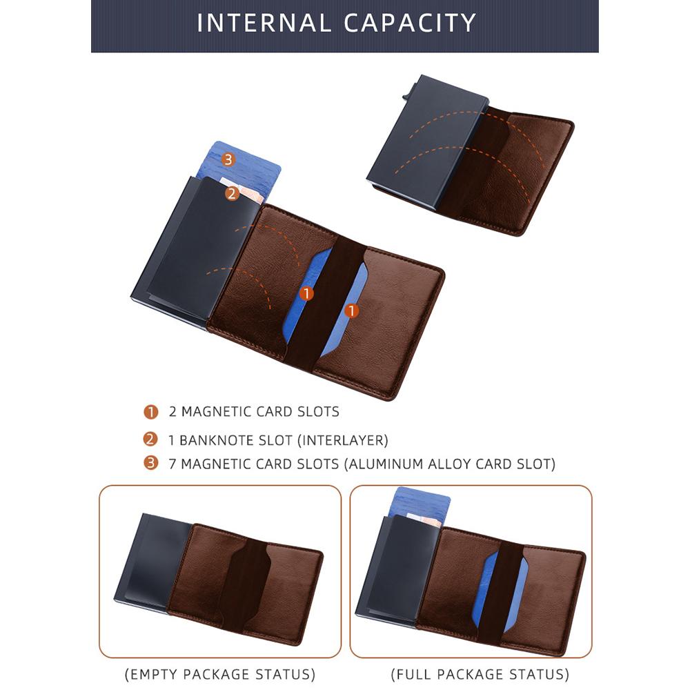Credit card holder with automatic pop-up card protection case, premium card holder, thin wallet with paper money slot