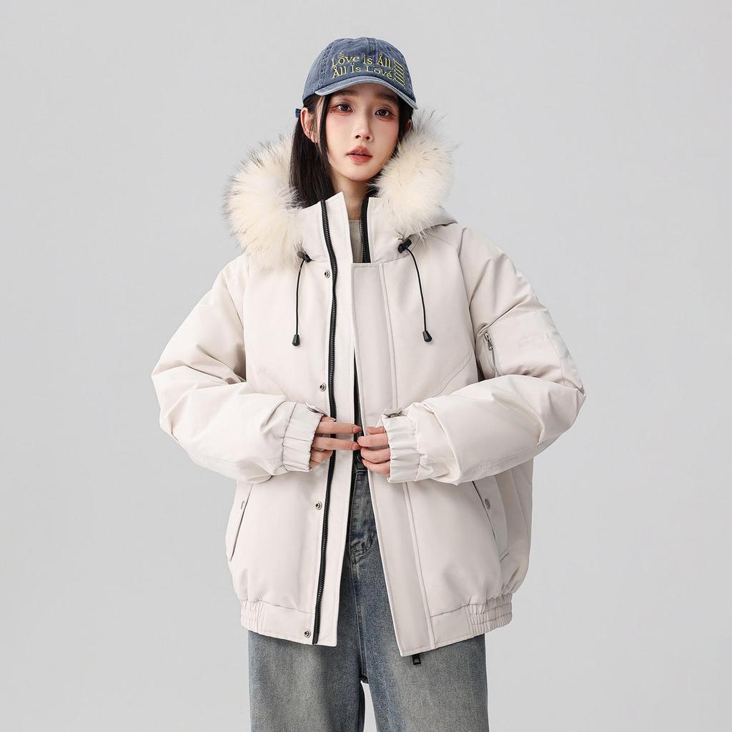 Unisex High-End Winter Trench Coat with Fur Collar, Casual Trendy Thickened Down Jacket
