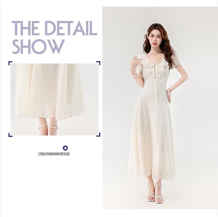 Elegant French Ruffle Dress - Slim-Fit Waist-Cinching Summer Style for Women