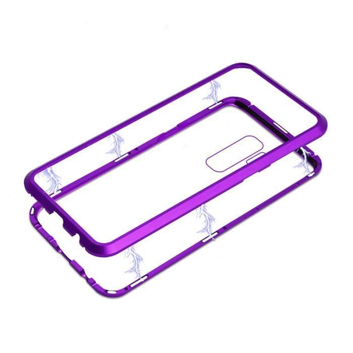 Case - Samsung - Galaxy S9 - Metal - Tempered Glass - Black Transparent