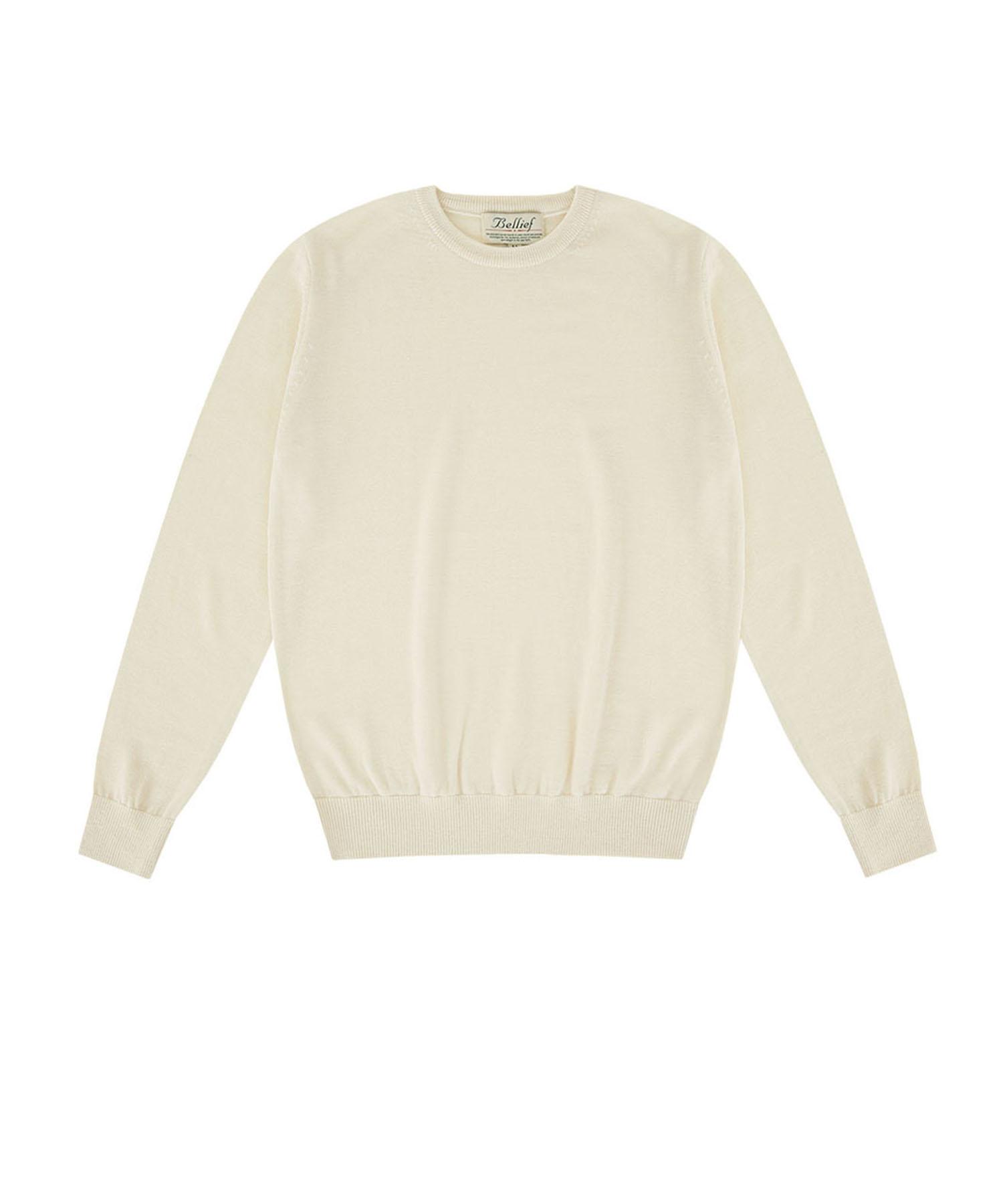 Belief Wool Soft Round Neck Knit (Cream) Ivory/M