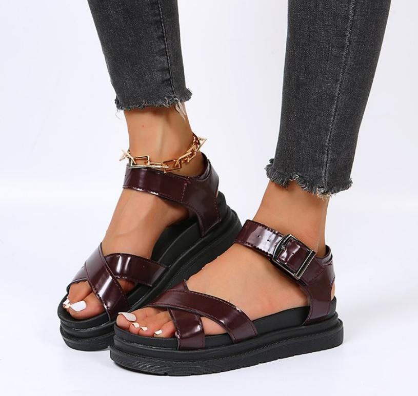 Women Summer Beach Sandals Sexy Plus Size PU Leather Shoes Fashion Comfortable Casual Non-Slip Platform Sandals