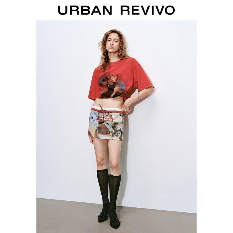 UR2025 Women's Retro Color-block Print T-shirt