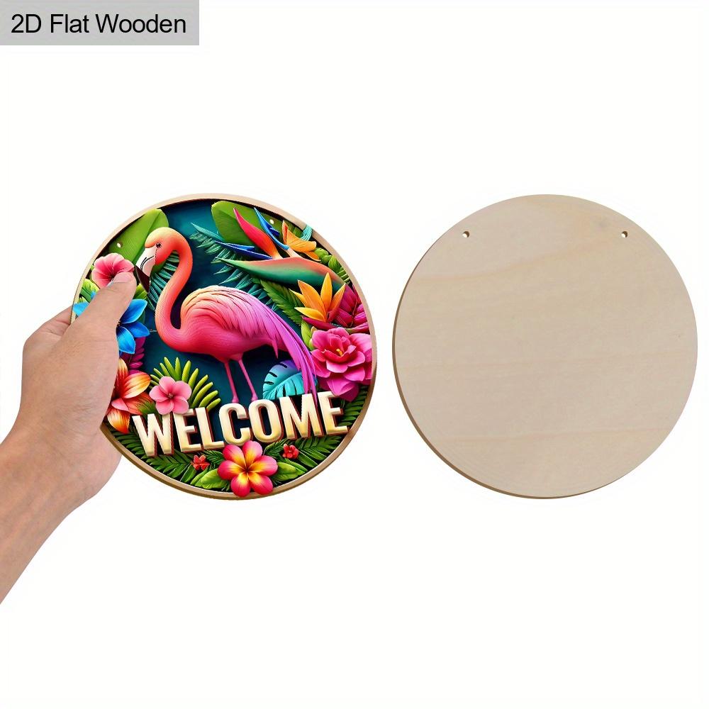 Charming Wooden Welcome Sign with Flamingo Pattern - Rustic Decorative Plaque for Porch & Garden - Ideal for Summer Home Decor