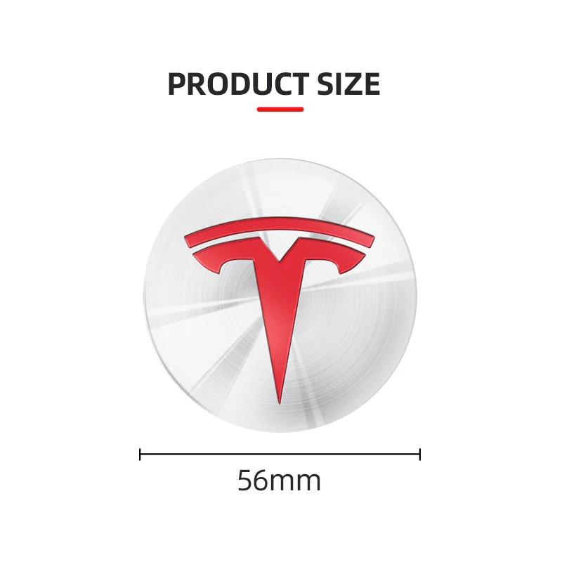 4pcs 56mm Car Emblem Wheel Hub Center Cap Stickers For Tesla Model S Model3 Model Y X Tire Center Cover Badge Decal Accessories