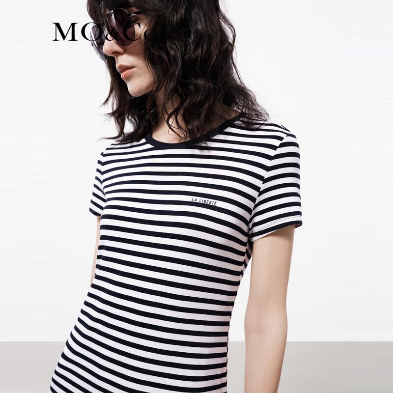 MO&Co. French Sailor Stripe Slit Long Dress