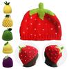 Thick Knitted Fruit Hat Soft Skiing Hat Novelty Strawberry Pullover Cap  Winter Head Accessory