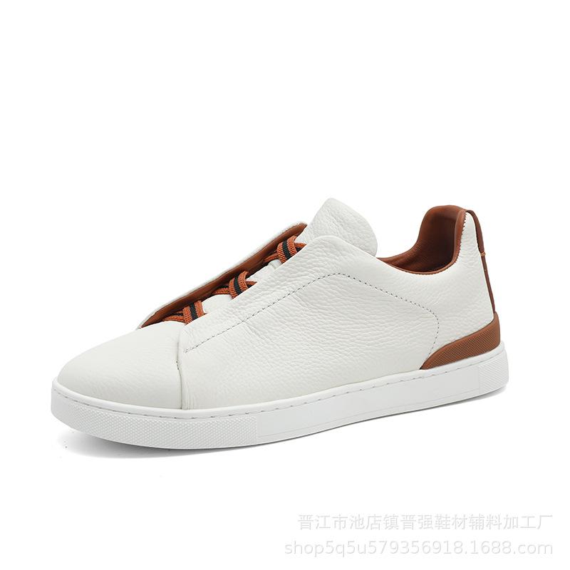 

Модная универсальная повседневная обувь на одной педали, полностью кожаный верх, легкая, роскошная, высококлассная, деловая, белая кожаная обувь 39