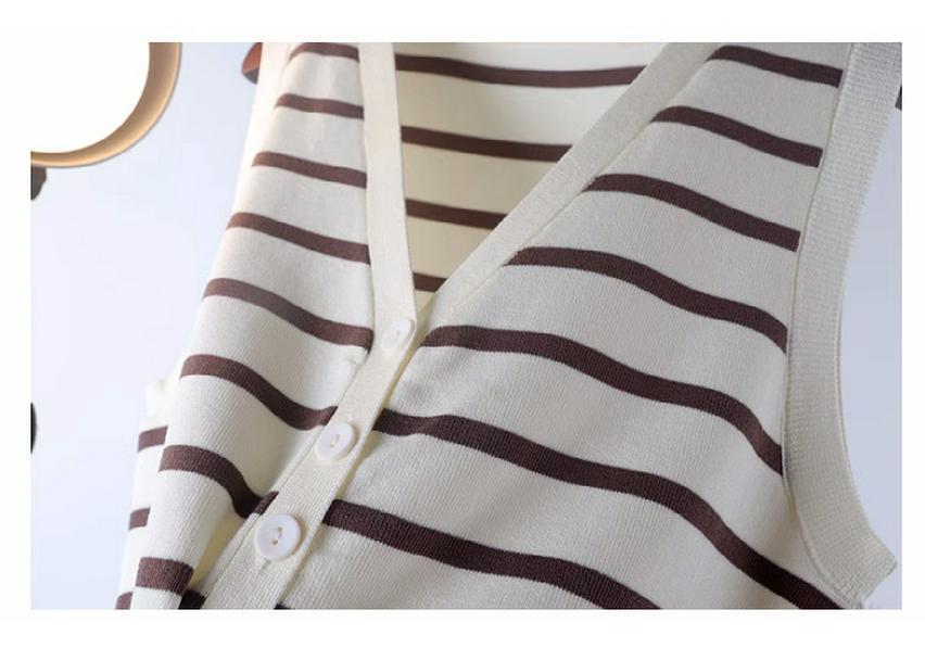 Striped Sleeveless Cardigan for Women - French Chic Autumn 2026 Vest