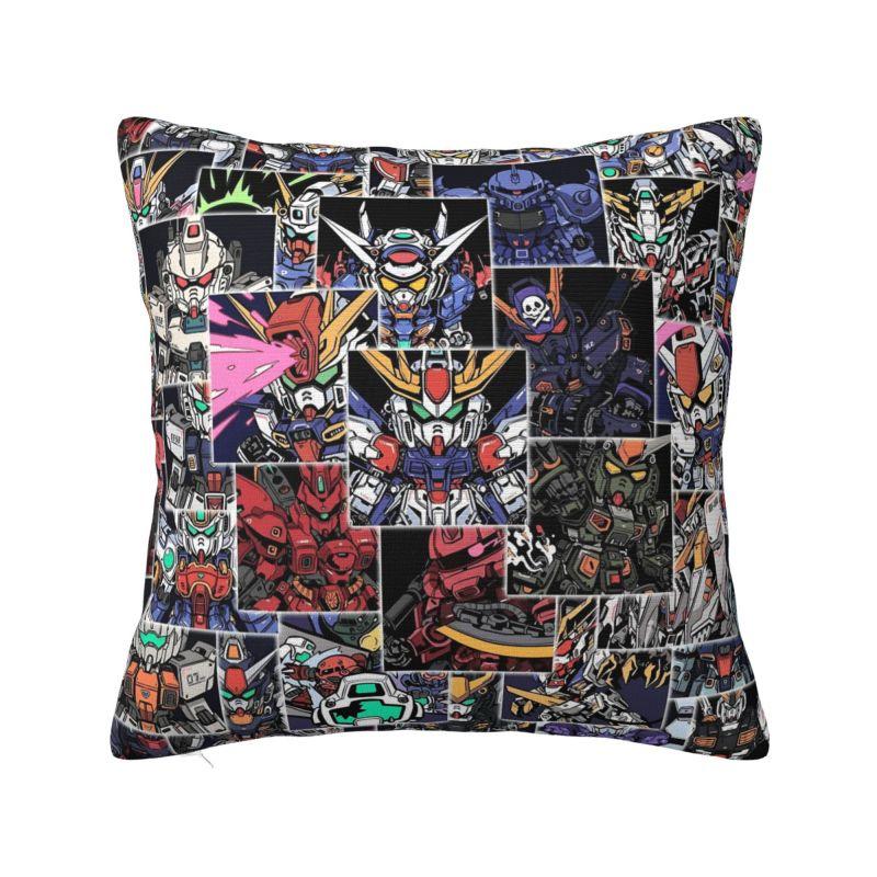 Custom Modern Gundams Robot Anime Cushion Cover for Sofa Velvet Game Manga Throw Pillow Case