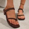 Casual Toe Strap Sandals for Women In Summer Retro Square Toe Wedge Heels Wearing Cool Slippers On The Outside Zapatos Mujer