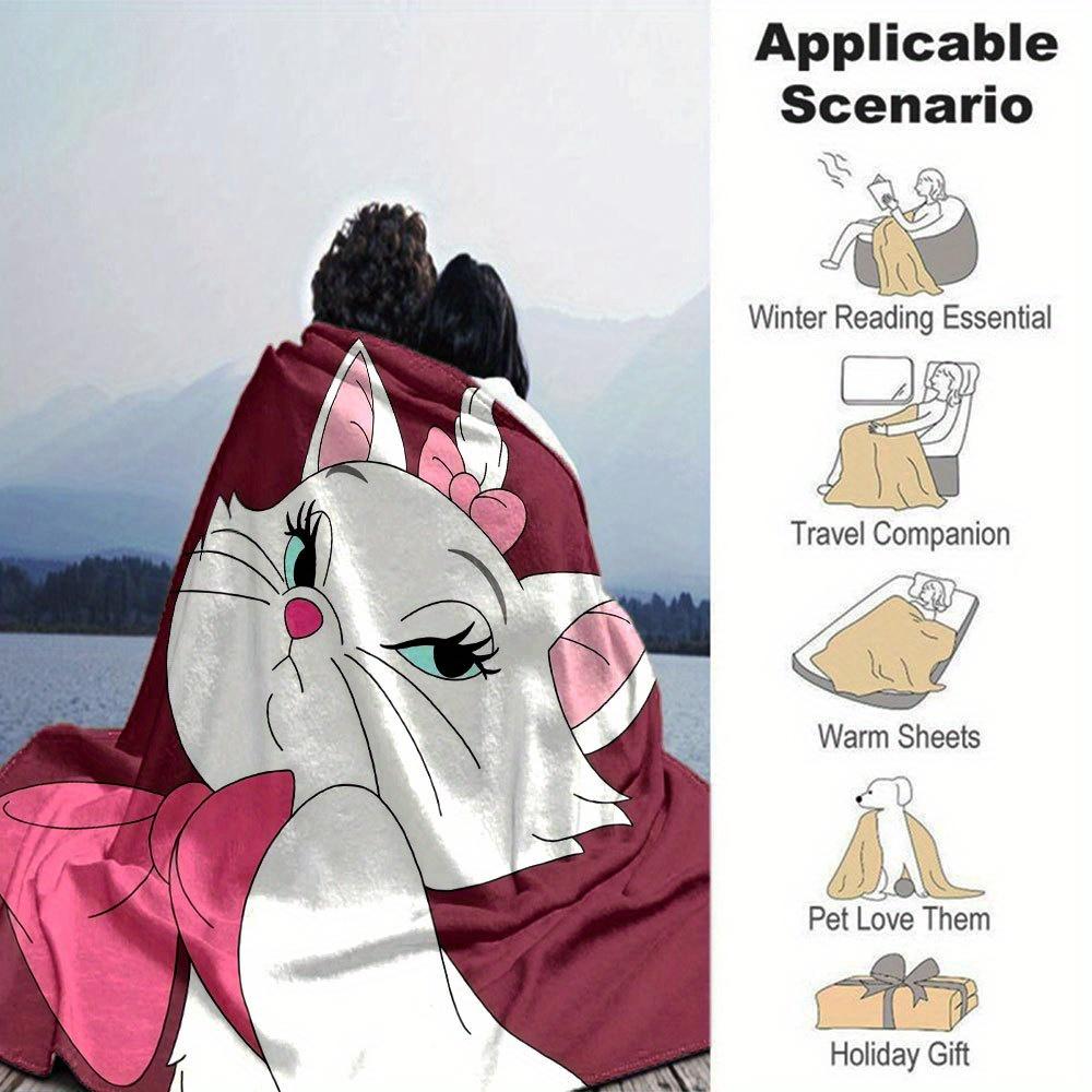 1pc Cute Cartoon Cat Print Throw Blanket - Soft and Cozy Home Decor for Room or Living Room