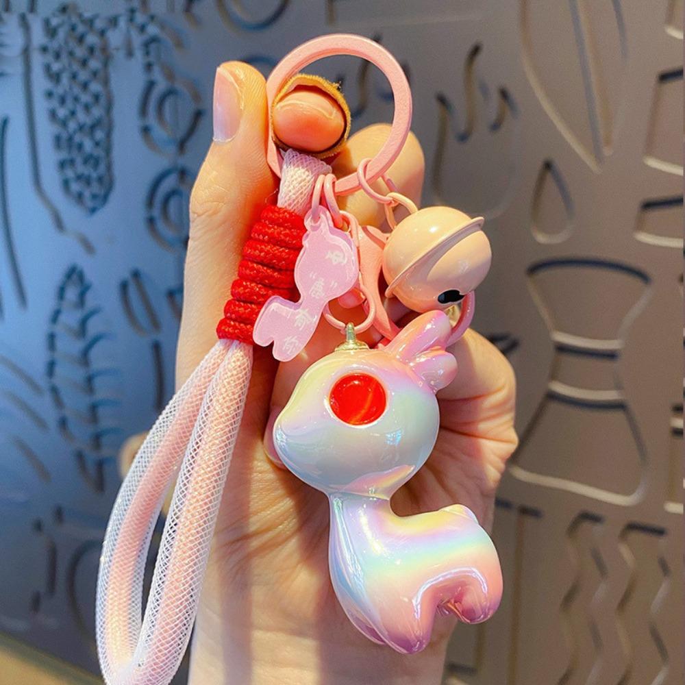 

Sika Deer Doll Car Keyring Cartoon Bag Pendant Hanging Ornament Elk Animal Key Chain Backpack розовый