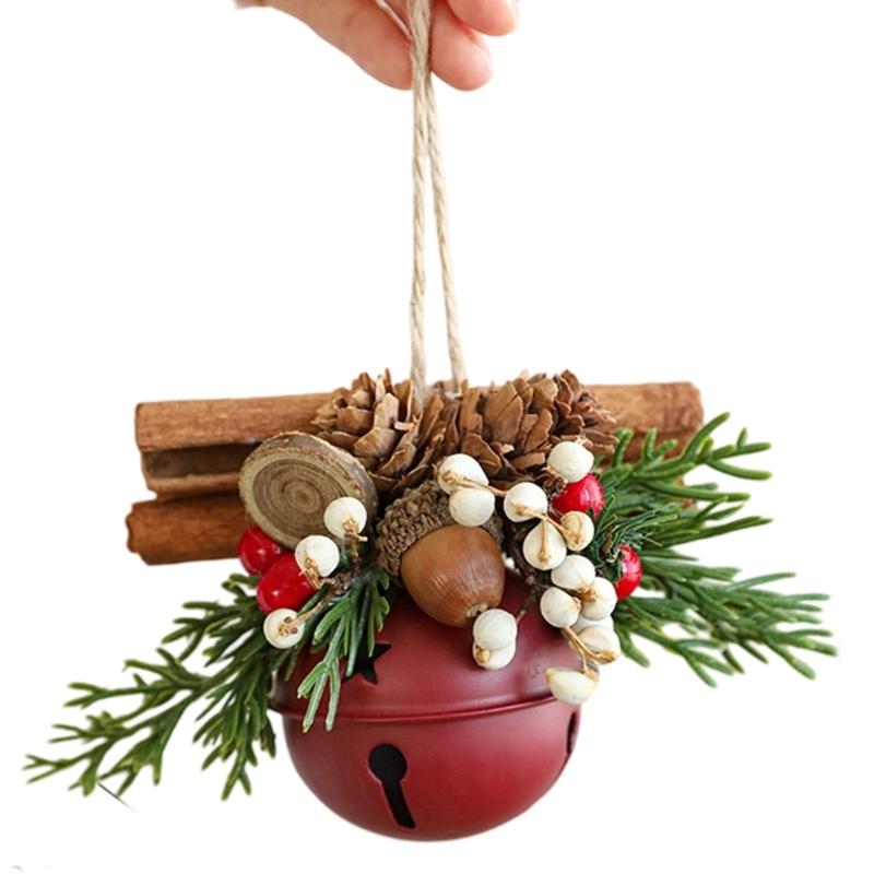 Antlers Pinecone Christmas Bells Durable Metal Fabric Decorations For Tree Home Party