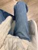 Plus Size High-Waisted Fleece-Lined Wide-Leg Jeans for Women - Autumn/Winter Straight Floor-Length Pants